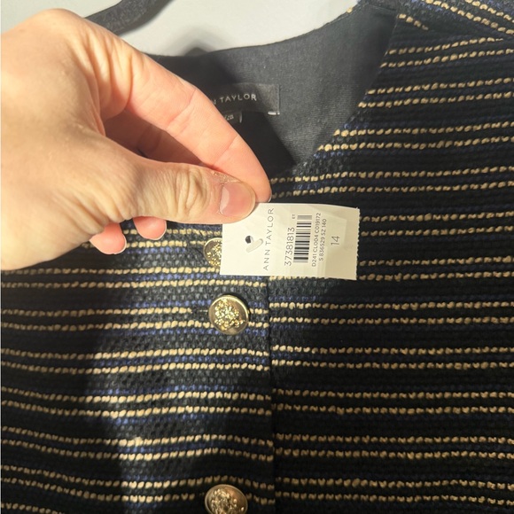 Ann Taylor Petite Tweed Double Button Jacket Black/Blue Multi Size 14 - Picture 4 of 7